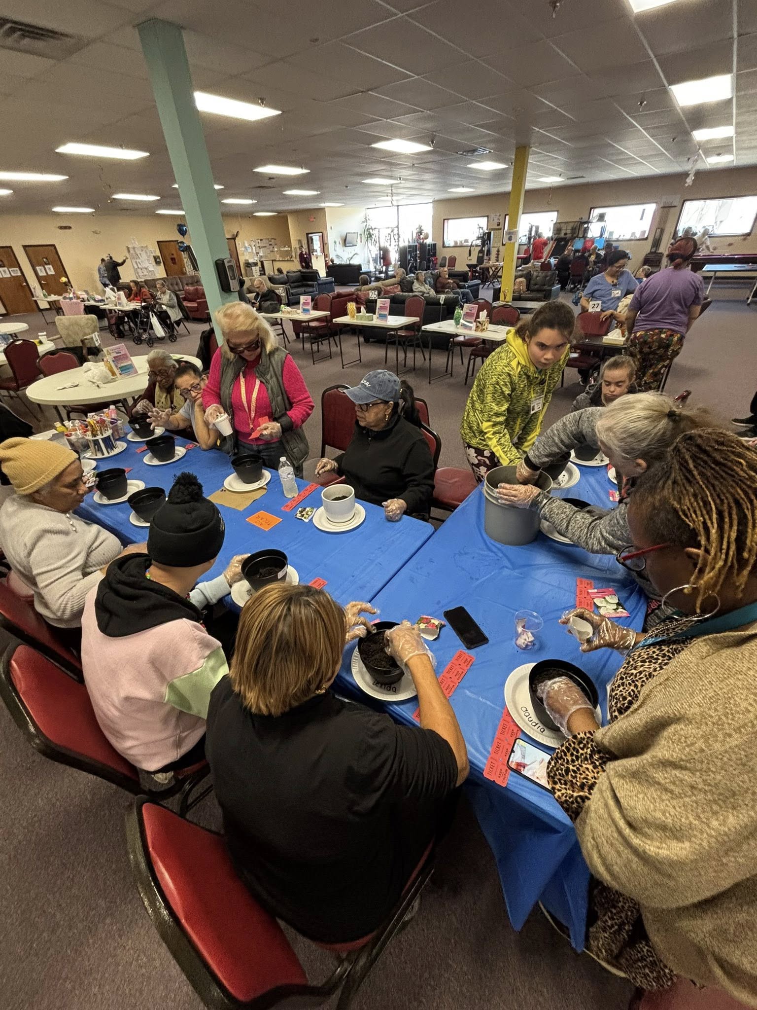 Residents planting seeds